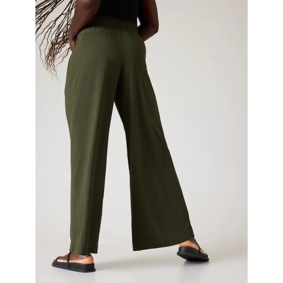 Athleta 12 Brooklyn Heights Pleated Wide Leg Pant 12 Aspen Olive Green R… - Picture 5 of 6